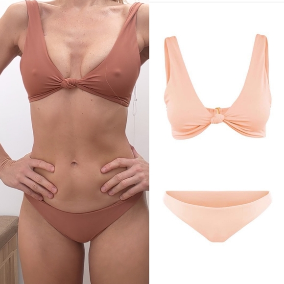 Nwt Farfetch knotted twist tan nude Westerly bikini XS - Picture 3 of 12